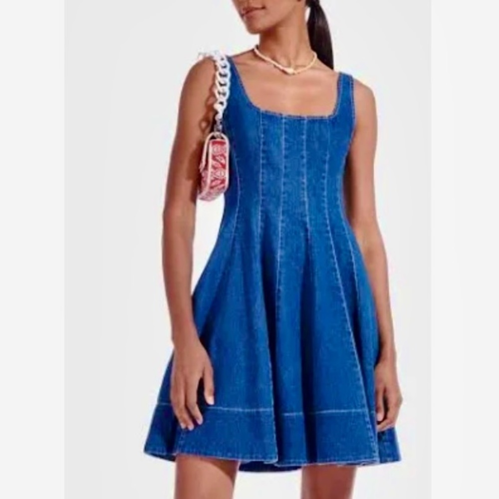 🌺🎉HP🎉🌺 NWT Staud Wells Denim Mini Dress